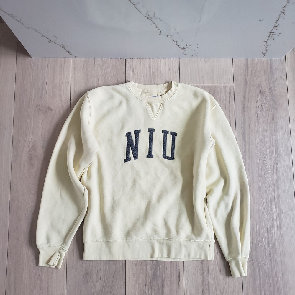 NIU Sweatshirt Mens S Cream Northern Illinois University Pullover